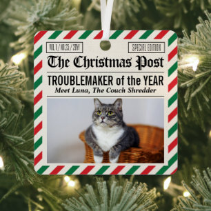 Ornement En Métal Journal de Noël du Chat Fauteur de Troubles de l'A