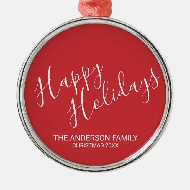 Ornement En Métal 'Joyeuses fêtes' Rouge festif (Devant)