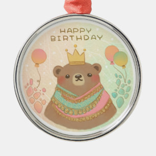 Ornement En Métal Joyeux anniversaire Teddy Bear Illustration