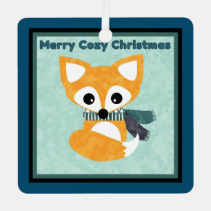Ornement En Métal Joyeux cadeau de Noël Cosy Fox