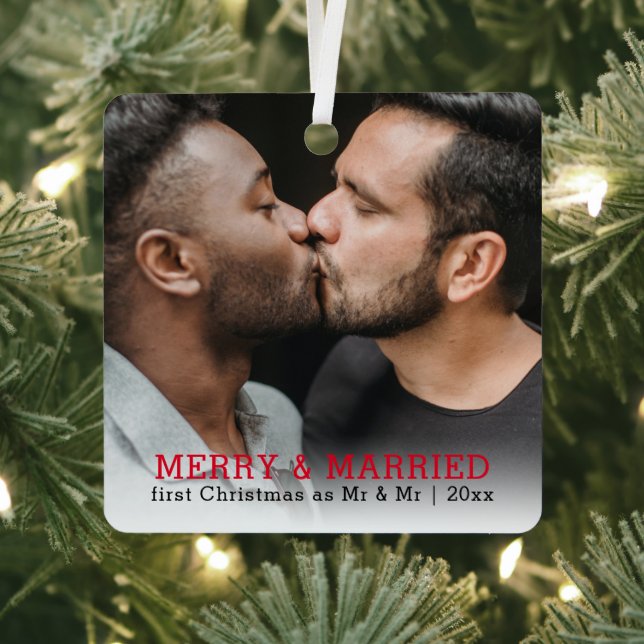 Ornement En Métal Joyeux Et Marié Noël Personnalisé (Insitu)