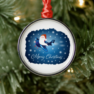 Ornement En Métal Joyeux Noël avec Père Noël