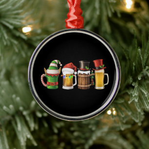 Ornement En Métal Joyeux Noël Bières Buveur Père Noël Amateur de Biè