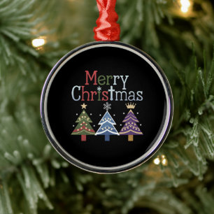 Ornement En Métal Joyeux Noël Croix Arbre de Noël Rétro