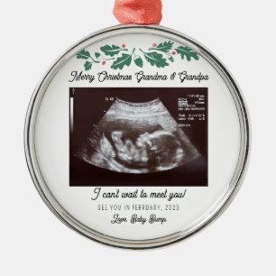 Ornement En Métal Joyeux Noël Grands-Parents Échographie Bébé Grosse