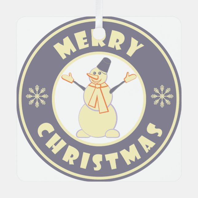 Ornement En Métal Joyeux Noël heureux bonhomme de neige célèbre styl (Recto)