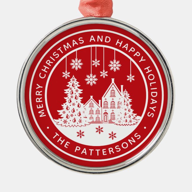 Ornement En Métal Joyeux Noël Joyeux Vacances Hiver Personnalisé (Devant)