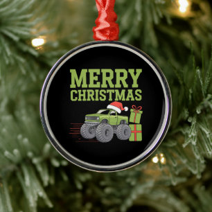 Ornement En Métal Joyeux Noël Monster Truck Tout-Petits Garçons Xmas