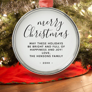 Ornement En Métal Joyeux Noël noir et blanc minimum