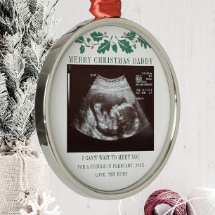 Ornement En Métal Joyeux Noël Papa Pregnancy Ultrasound Baby