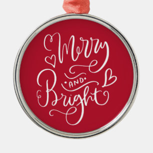 Ornement En Métal Joyeux Noël Rouge Clair