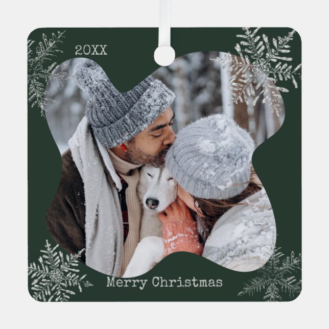 Ornement En Métal Joyeux Noël Snowflakes désorganisé Photo personnal (Recto)