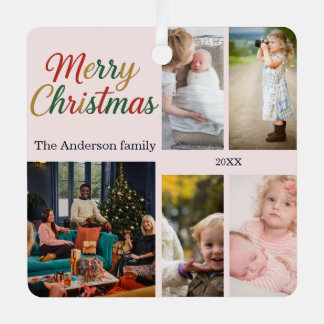 Ornement En Métal Joyeux Noël - Souvenir familial à 6 photos
