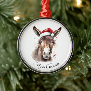 Ornement En Métal Joyeux petit âne de Noël, coutume