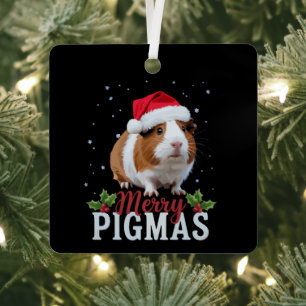 Ornement En Métal Joyeux Pigmas Drôle de Cochon d'Inde Noël Santa Xm