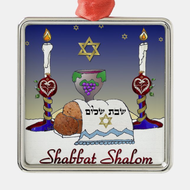 Ornement En Métal Judaica Shabbat Shalom (Devant)