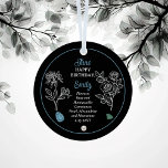 Ornement En Métal Juin Rose et allaitement de miel<br><div class="desc">Juin a en fait deux fleurs et trois pierres précieuses pour célébrer les anniversaires de ce mois : fleurs — chou de miel et rose ; pierres précieuses — pierre de lune, alexandrite et perle. Ce design est complet. Ce design présente des détails en blanc et bleu lune avec alexandrite...</div>