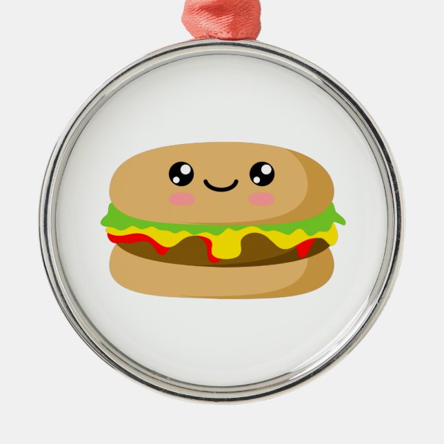 Ornement En Métal Kawaii Burger (Devant)