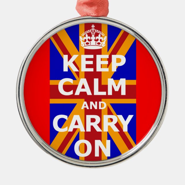ORNEMENT EN MÉTAL KEEP CALM AND CARRY ON (Devant)