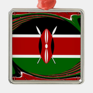 Ornement En Métal Kenya Drapeau Art - Patriotique & Design Moderne