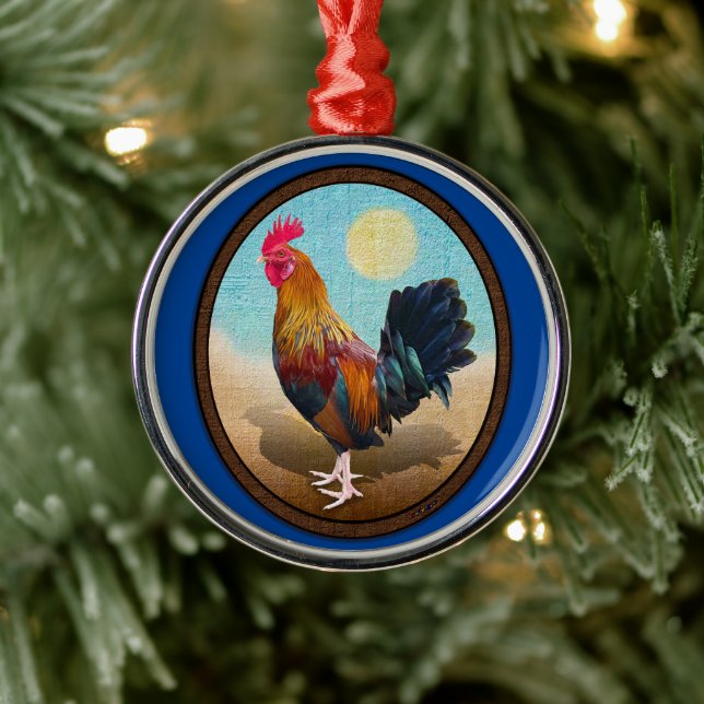 Ornement En Métal Key West - Rooster tzigane Vintage ovale (Arbre)