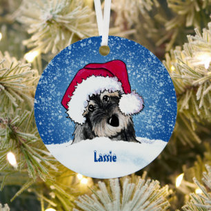 Ornement En Métal KiniArt Schnauzer Christmas Metal Ornament