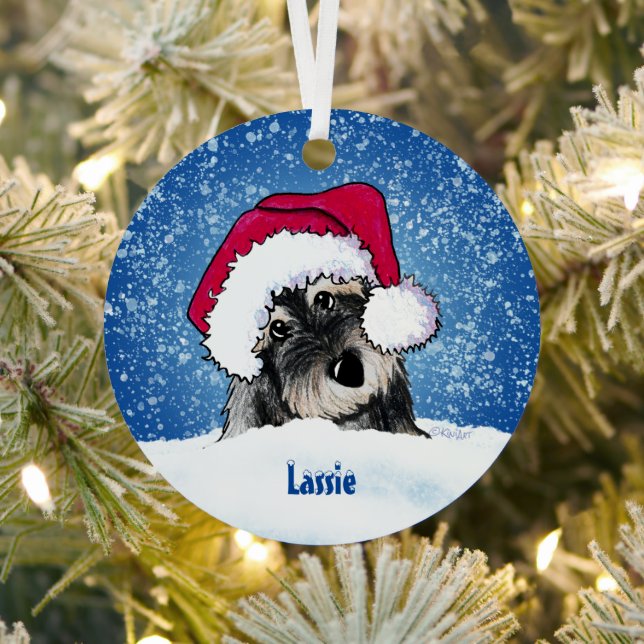 Ornement En Métal KiniArt Schnauzer Christmas Metal Ornament (Insitu)