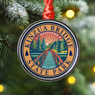 Ornement En Métal Kinzua Bridge State Park Pennsylvania Retro Badge