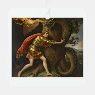 Ornement En Métal Knight in Golden Armor vs. The Dragon