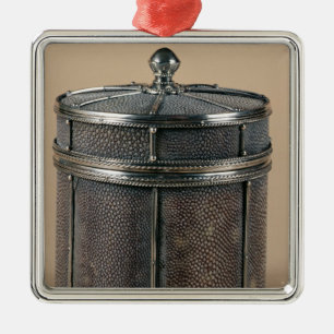 Ornement En Métal La boîte de cigarette avec shagreen les côtés,