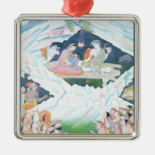 Ornement En Métal La famille sainte de Shiva et de Parvati