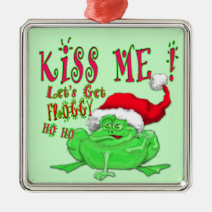 Ornement En Métal La grenouille avec dire de casquette de père Noël
