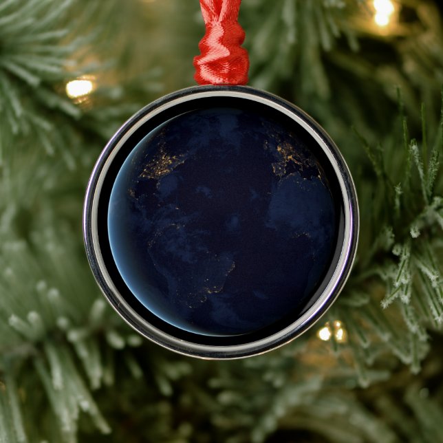 Ornement En Métal La nuit, lumière de la ville terrestre (Arbre)