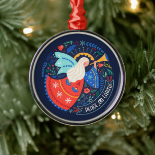 Ornement En Métal La paix sur Terre Angel Design