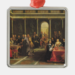 Ornement En Métal La Reine Christina de la Suède et de sa cour