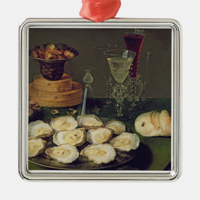 Ornement En Métal La vie toujours avec les huîtres et les verres (Devant)