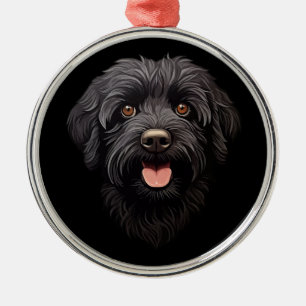 Ornement En Métal Labradoodle Chien noir