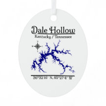 Lac Dale Hollow Kentucky Tennessee Carte Métal Ova