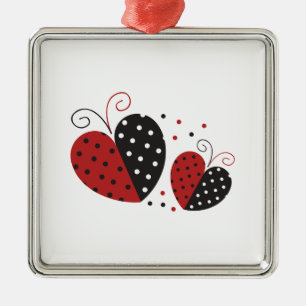 Ornement En Métal Ladybug Heart mignon