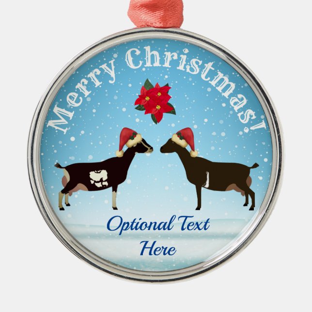 Ornement En Métal LaMancha Chèvre laitière Noël dans la neige (Devant)