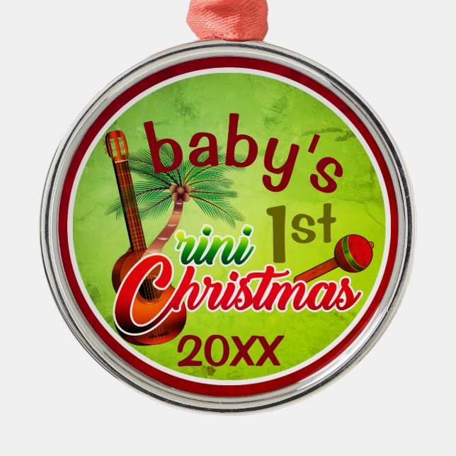 Ornement En Métal Le 1er Noël Trini de bébé (Devant)
