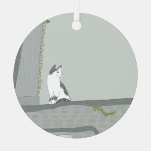 Ornement En Métal Le chat sur la clôture