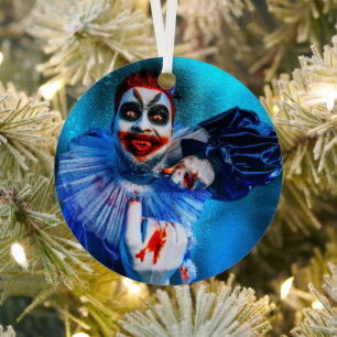 Ornement En Métal Le clown de SlipperyJoe Happy Halloween rouge b