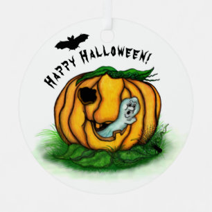 Ornement En Métal Le fantôme d'Halloween, chauve-souris, fantôme et 