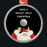 Ornement En Métal Le Jolly Volleyball d'origine<br><div class="desc">Facile à personnaliser volleyball ornement de Noël ou mignon étiquette cadeau de vacances. Ajoutez votre texte à personnaliser.</div>