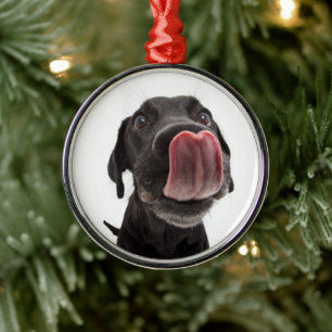 Ornement En Métal Le Labrador Noir se lâche le nez