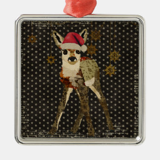 Ornement En Métal Le noir floral de Noël de faon tient le premier
