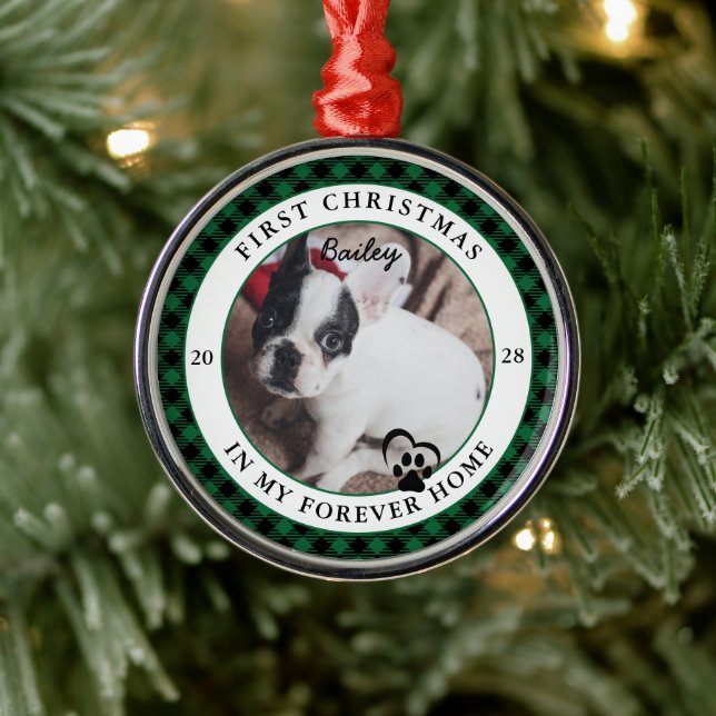 Ornement En Métal Le premier Noël de Forever Home Dog (Arbre)