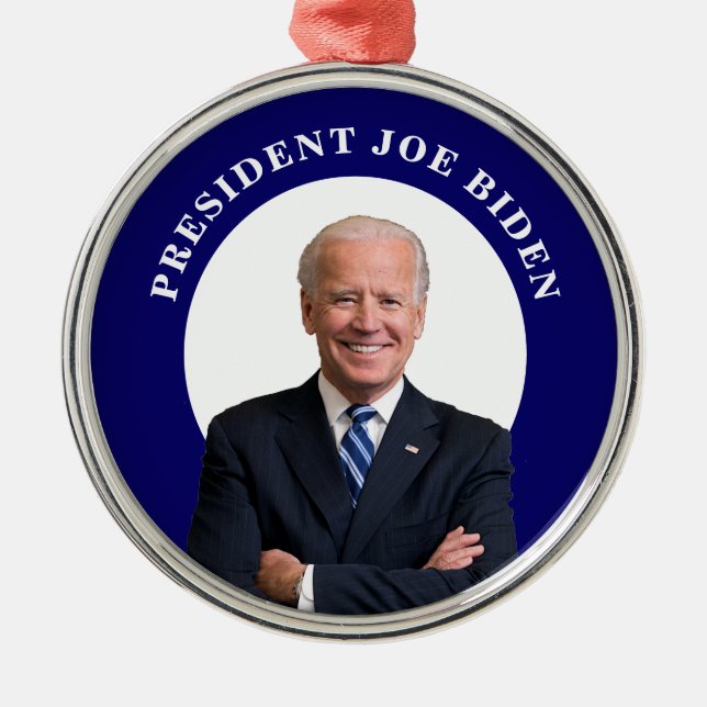 Ornement En Métal Le président Joe Biden Portrait en bleu (Devant)