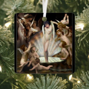 Ornement En Métal Les anges de Bouguereau entourent Cupidon
